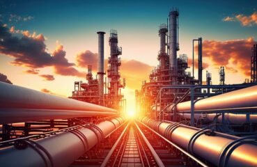 Industry pipeline transport petrochemical, gas and oil processing, furnace factory line, rack of heat chemical manufacturing, equipment steel pipes plant with Generative AI.