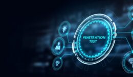 PENETRATION TEST inscription, cyber security concept. 3d illustration