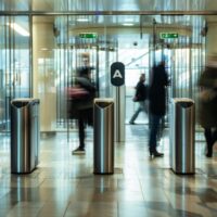 Turnstiles with turntables for controlled entry Security pass system in place Physical Security Fails in the Gaps